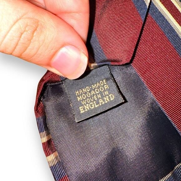 Ferrell Reed Rep Stripe Navy & Red Made in USA Neck Tie - Picture 4 of 7